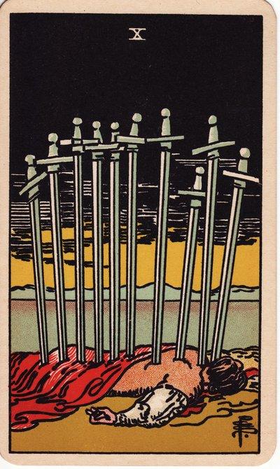 Ten of Swords tarot meaning money