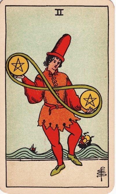 Two of Pentacles tarot meaning money