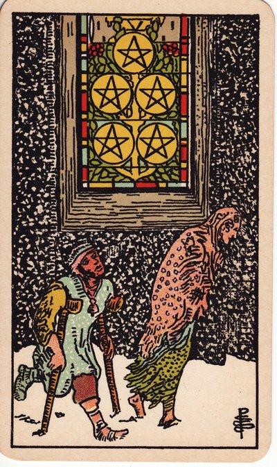 Five of Pentacles tarot meaning money