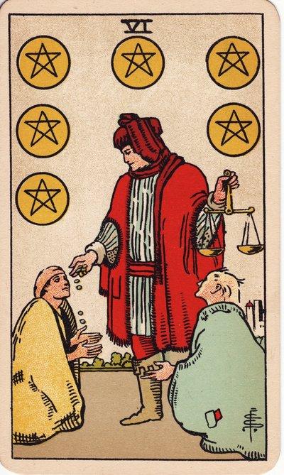 Six of Pentacles tarot meaning money